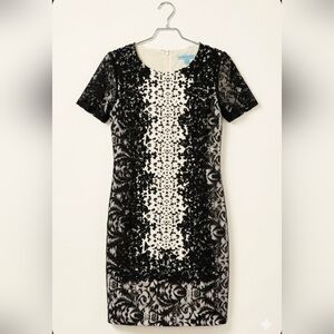 ANTONIO MELANI Elegant Black and Cream Midi Dress Size 6 / Small